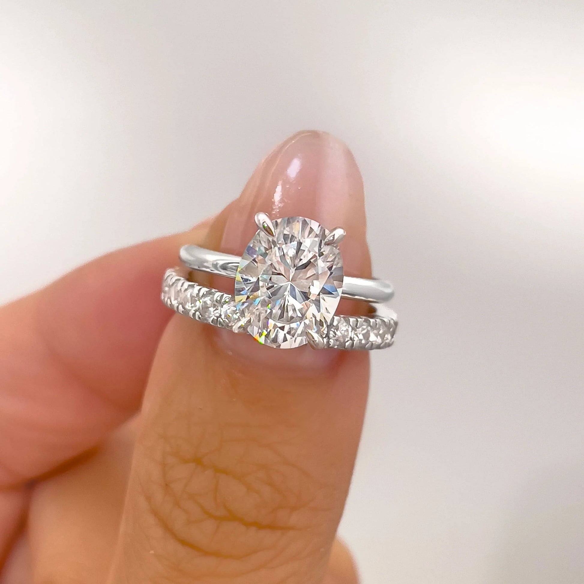 Oval Hidden Halo Engagement Ring