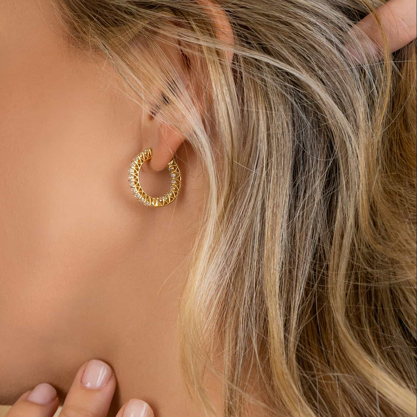 Studded Bridal Hoop Earrings