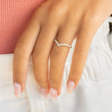 Chevron Half Eternity Wedding Band