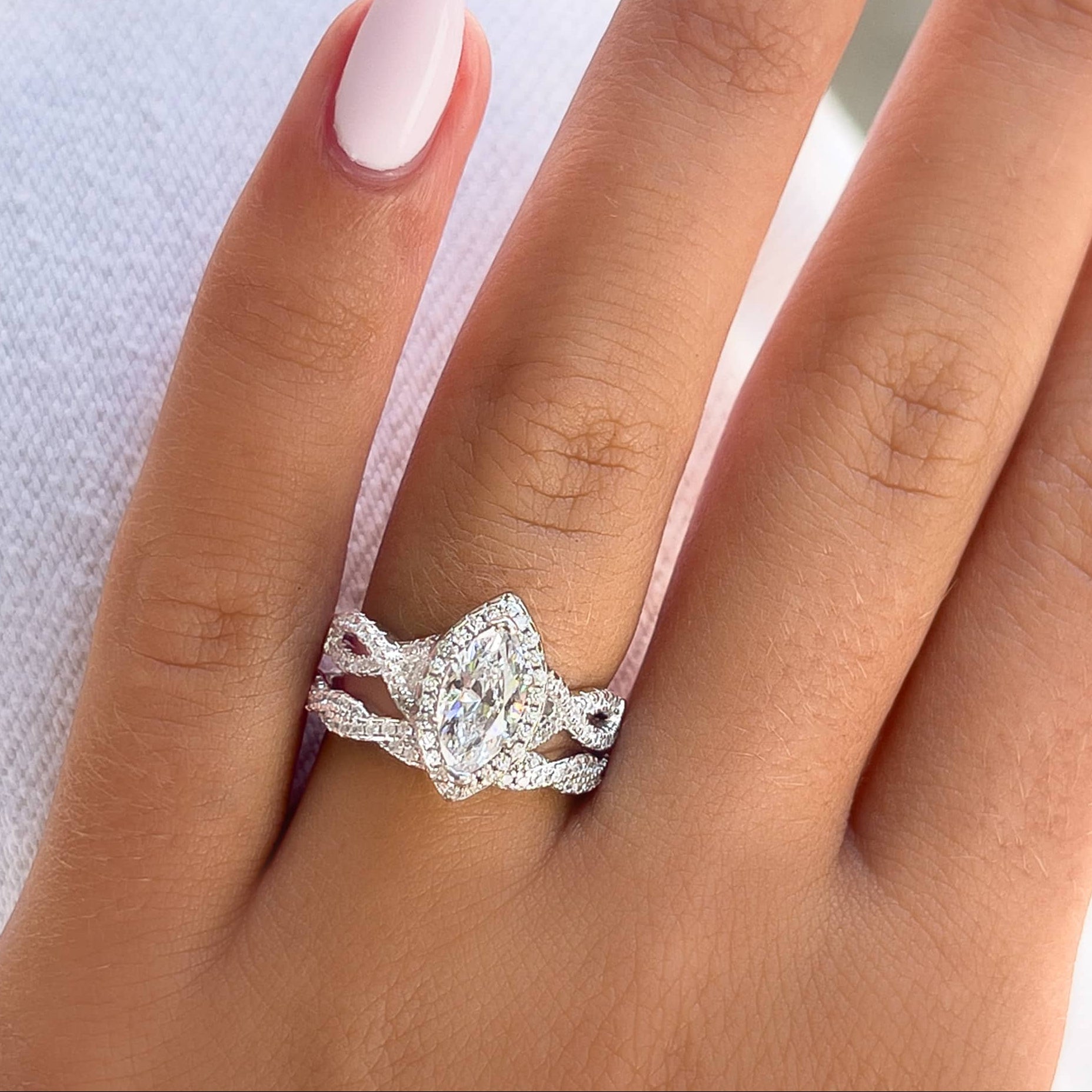 1.5 Carat Marquise Halo Engagement Ring