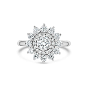 Round Halo Solitaire Engagement Ring